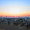 冬至の夕日－社中央公園の堤から