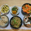 米粉の焼き物(ココア)。ぬか漬け(アボガド)。カボチャ煮。寄せ鍋(4日目／鱈)。