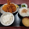 西川口の「あおき食堂」でエビフライ2本とキスフライとメンチカツ定食を食べました🍤