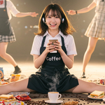 女性アイドルグループ 喫茶店店員 AI画像生成 プロンプト
