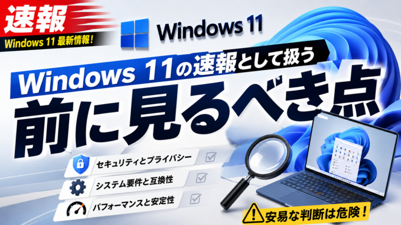 Windows 11の速報として扱う前に見るべき点