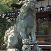 杭全神社(くまたじんじゃ）の狛犬さんの足が、ひもで縛られているその訳は？