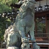 杭全神社(くまたじんじゃ）の狛犬さんの足が、ひもで縛られているその訳は？