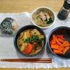梅びしおのおにぎり。鶏味噌鍋(食べきり)