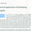 【機械翻訳】"Practical Application of Embodying Integrity" 誠実さを体現する実践的応用