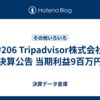 #206 Tripadvisor株式会社 決算公告 当期利益9百万円