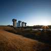 青く澄んだ黄昏と水門　岩淵水門