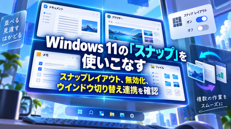 Windows 11の「スナップ」を使いこなす―スナップレイアウト、無効化、ウインドウ切り替え連携を確認