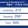 TOEIC（3/20）試験結果