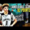 LaMelo Ball Scores 92 POINTS!!!! 41 In The 4th Quarter!! FULL Highlights! Chino Hills vs Los Osos!!