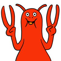 ピースをするロブスター のイラスト