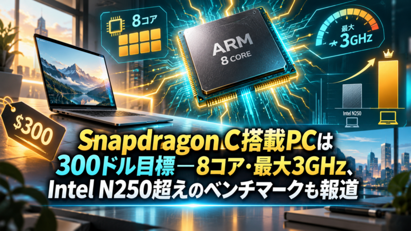 Snapdragon C搭載PCは300ドル目標―8コア・最大3GHz、Intel N250超えのベンチマークも報道