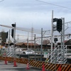 太田川仮駅、信号設備の工事中。