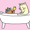 『illust AC』にイラストを掲載しました。（お風呂に入る猫・露天風呂に入る猫）