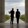 President Barack Obama, left, and Japanese Prime Minister Shinzo Abe visit the Lincoln Memor