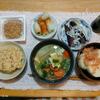 野菜味噌汁３日目。レンチン茄子とシラス。蒸し長芋