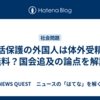 生活保護の外国人は体外受精が無料？国会追及の論点を解説