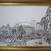 竹と墨で描く絵画　旧安田庭園