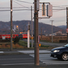 夕景と赤電車