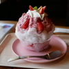 金華山麓の古民家カフェ『かやぶき日記』のかき氷。