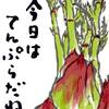 「絵手紙もらいました-タラの芽-」について考える