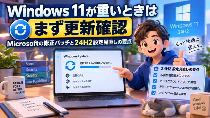 Windows 11が重いときはまず更新確認 Microsoftの修正パッチと24H2設定見直しの要点