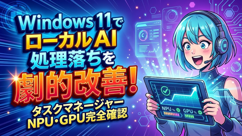 Windows 11でローカルAIの処理落ちを劇的改善！タスクマネージャーのNPU・GPU完全確認マニュアル