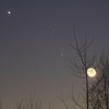 ポンス・ブルックス彗星と木星と細い月