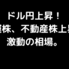 ドル円上昇！海運株、不動産株上昇！激動の相場。