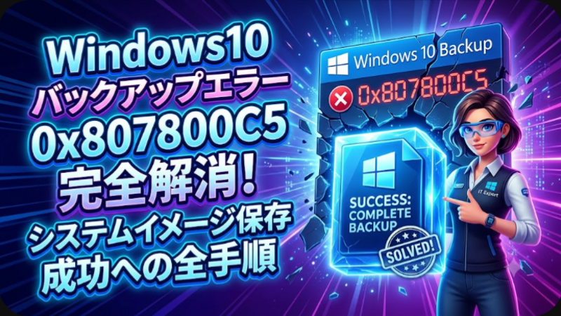 Windows10バックアップエラー0x807800C5を完全に解消しシステムイメージ保存を成功させる全手順