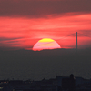 明石海峡大橋に沈む夕日