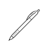 フリー素材　透過PNG　商用OK　おしゃれなペン(ななめ)の手書きイラスト｜Free stock image, transparent PNG, commercial use OK, stylish hand-drawn clip art with a diagonal pen. 