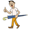 危ない傘の持ち方をする人 のイラスト
