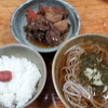 とろろ昆布蕎麦と肉じゃが