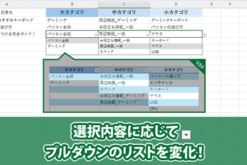 Excel（エクセル）で選択内容に応じてリストが変化する連動型プルダウンの作成方法