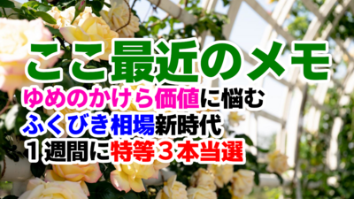 ここ最近のメモ：ゆめのかけら価値に悩んだり福引相場に驚いたり特等３本当たったり
