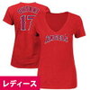 女性向け！MLB大谷翔平レディースVネックTシャツレッド通販