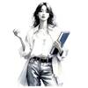 With a book | 陰影+写実 ポートレートスケッチ DALL-E 3 