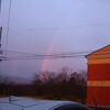 今朝の虹と朝焼け